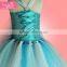 Fairy style snow pattern girls' dress large light blue and white trail