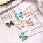 Boutique Stainless Steel Six Colors Crystal Butterfly Pendant Necklace For Women Glamour Female Color Butterfly Jewelry