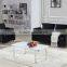 Living room RB-1409 Modern white stoving varnish rectangular tempered glass coffee table with stainless steel tea table