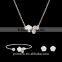 Silver Filled Pretty Rose Flower Necklace Breaclet Earring 3pcs/set Fashion Jewelry Sets For Woman