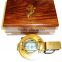 Solid Brass Nautical Compass -PRISMATIC ENGINEER COMPASS WITH WOOD BOX 13502