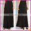 Solid color black chiffon flare long pleated skirt