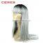 Silk Straight Ombre Silver Grey Synthetic Lace Front Wig Glueless Two Tone Natural Black/Grey Heat Resistant Hair Wigs For Women