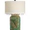 smll MOQ silver bullet pottery table lamp with white cylinder fabric lamp shade mass production