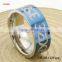 Manufacture's Price Blue Surface Letters 8MM Titanium Ring /Mens Titanium Bands