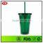 16 Ounce Double Wall Diamond Plastic Souvenir Mug With Straw