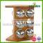 Hot selling bamboo rack Set with six glass spice jars wholesale