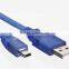 1.5M USB2.0 cable Male to Mini 5PIN Transparent blue model