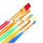 Cheap Wholesale Nontoxic Gold-Plated Ferrule Kid Plastic Paint Brush, Fine Quality Nylon Flat Paint Brush Children Drawing Set