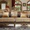 American Royal Style Wooden Hand Carved Sofa With Fabric Finishing/Arabic Golden Upholstery Living Room Furniture (MOQ=1 Set)