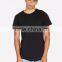 MGOO Latest Designs Mens Curved Hems T Shirt 100% Cotton Blank Longline Black T-shirts