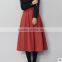 F20027A solid color big swing skirts women cotton linen A line skirts