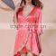 Ms summer sexy female emulation silk pajamas, silk nightgown embroidered condole shorts long-sleeved gown three suits