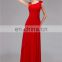 Alibaba Stock ZZ-E0030 Irregular Neck Ruching Handmade Flower Latest Design Formal Evening Dress