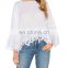 Ladies Twill Lace Blouse Latest Women Blouses Button Open on The Back