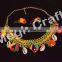 Vintage pom pom boho shell Necklace- Ethnic tribal boho POM POM NECKLACE- colorful pompom Shell Necklaces