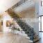 Straight Mild Steel Glass Modern Staircase Indoor Staircase