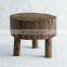Small solid cedar wood stool crack plant stand rustic live edge reclaimed wood stand