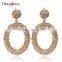 Top Selling Oval Dangles Contrast Black Stones Lady Jewellery Special Party Earrings