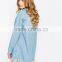 2016 Autumn Long Sleeve Oversized Frayed Denim Shirt