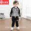 Latest arrival factory supply 2015 baby boys clothes set gentleman boy stripe two piece outfits