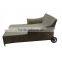Outdoor Rattan Furniture Wicker Chaise Lounge Chair Pool Two Seat Sofa Lounge Chair Wheels