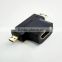 Portable female hdmi to male mini hdmi connector with ethernet data transmission