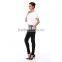 Women Fashion Round Neck Hollow Solid Short Crop Tops