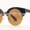 JM467 Half Metal Frame Customized Logo Brown UV400 Polarized Brand New Round Red Wood Sunglasses