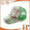 Factory manufacture checked design mesh trucker caps, plaid hats in tartan