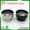 Universal mobile phone Camera lens Magnetic 2X Telephoto zoom Lens with black silver