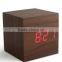 Hot sale digital table cube LED wood & wooden clock with USB