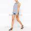 women tank tops wholesale round neckline doppped armhole navy striped gym tank top