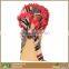 Muslim hijab hat red floral and striped scarf ties