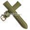 Army Green Canvas Stitched Genuine Leather 15mm Watch Band