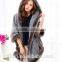 New Winter Warm Elegant Faux Mink Collar Fur Hooded Cape Plaid Sleeveless Women Coat