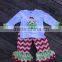 Christmas reindeer embroidery girls wholesale boutique outfit