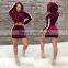 B33796A 2017 Winter women Party fashion velvet hoody dress