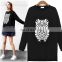 new fashion lastest fashion long t-shirt blouse women long T-shirt with pattern owl pullover women hoodies