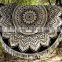 Indian Latest 72" Round Tapestry Black Ombre Mandala Design Beach Towel Wall Hanging