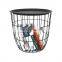 Customized Newest Design Home Storage Metal Wire Basket Round Tea Table With Lid