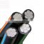 XLPE PVC Insulation Aluminum Conductor Druplex 16mm 25mm ABC Cable