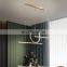 Nordic light luxury restaurant light net red ins new black gold ring combination shape LED eye protection chandelier