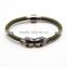 guangzhou fatory fashion new skull charm f leather bracelet for men in 2016