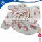 Custom-made printed white silk scarf