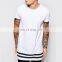 New Style Dtg Printer Longline Hipster Men Stripes T Shirt Long Line T-Shirt Homme With Striped Hem