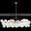 Nordic modern  glass chandelier is used in villa hotel indoor living room bedroom decoration lighting metal brass chandelier