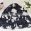 New Arrival Fashion Korean Ladies Flower Embroidery Cotton Scarf