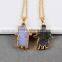 Hamsa shape druzy gemstone pendant necklace gold edged jewelry charms