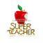 Gold plated zinc alloy rhinestone super teacher enamel Christmas apple brooch